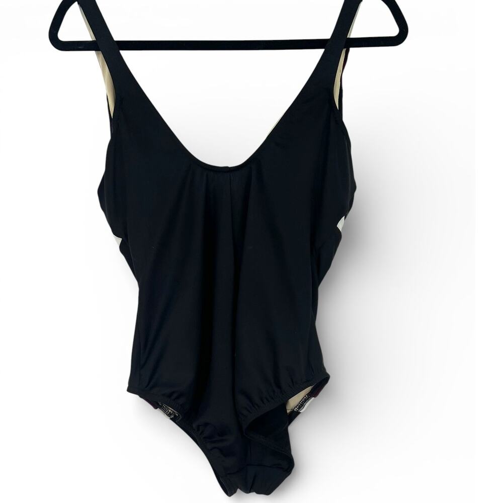 Miraclesuit Black One-Piece Swimsuit with Ivory and Burgundy Accents - Picture 5 of 9